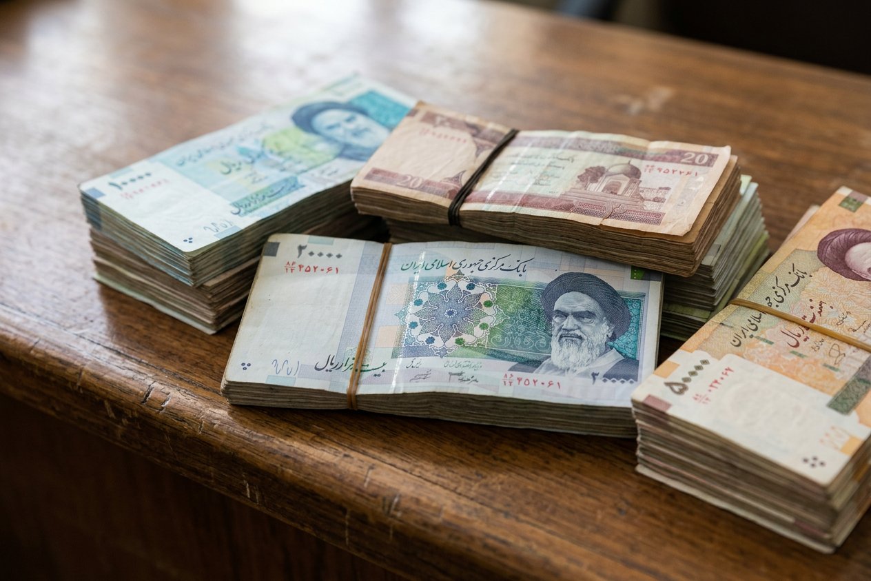 اسکناس ریال روی میز